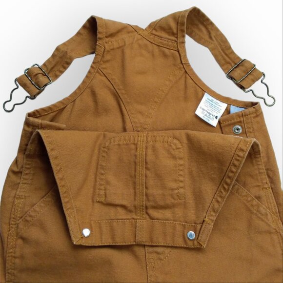 Carhartt Canvas Bib Overalls Toddler Size 2T Brown Double Knee Loose Fit Cotton - Picture 4 of 9